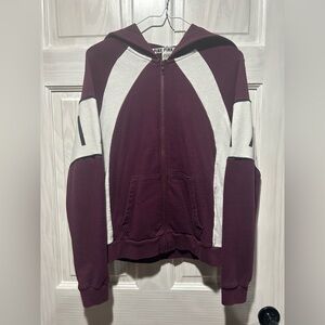 PINK Victoria's Secret Maroon and White Zip-Up